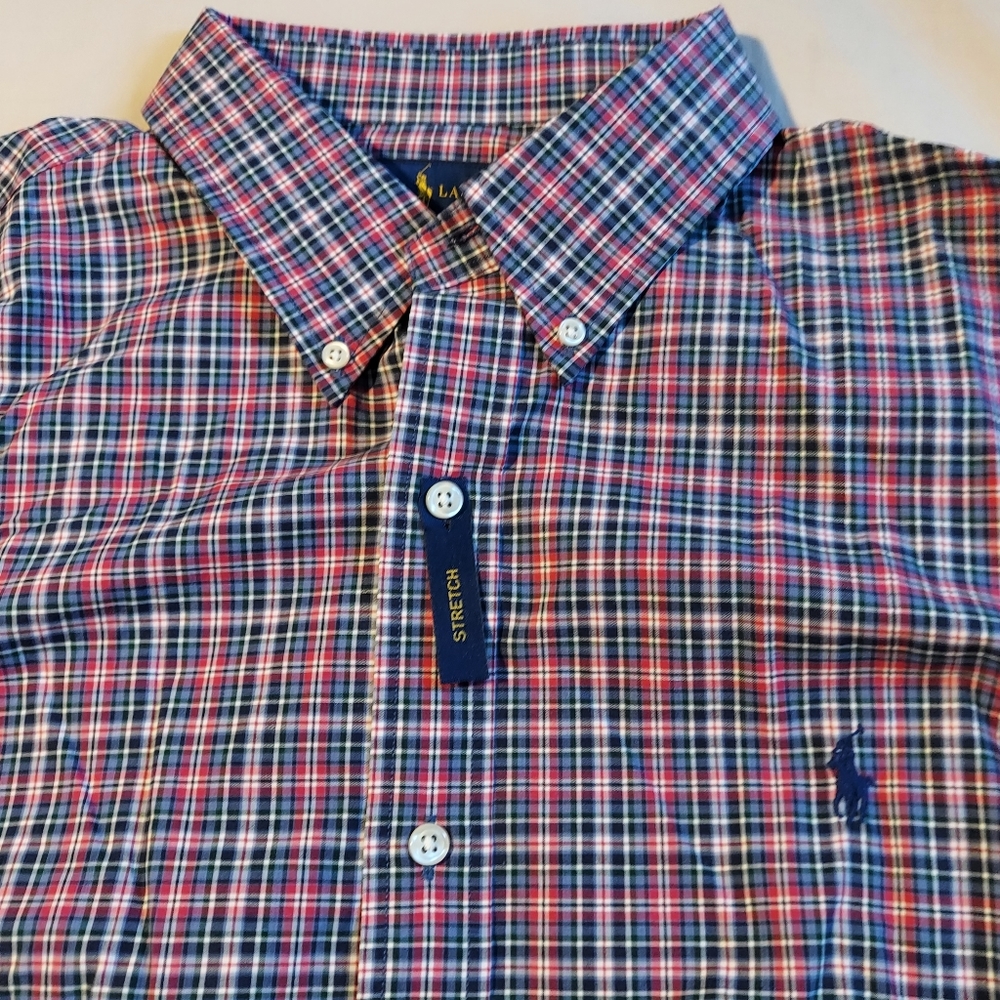 Polo Ralph Lauren Men's XL Oxford, blue/pink plaid
